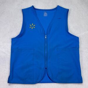 Walmart Employee Proud Associate Spark Light Blue Zip-Up Uniform Vest Medium